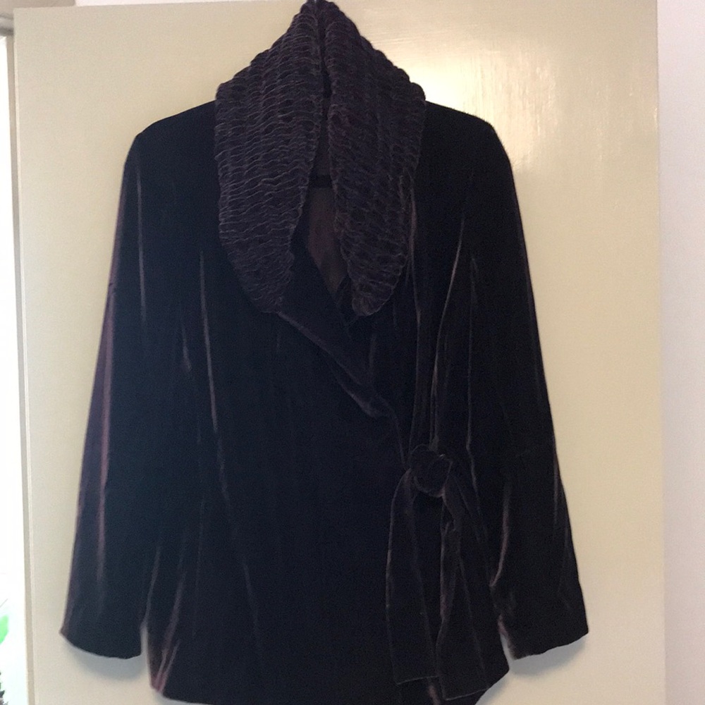 Vivienne Tam Plum velvet side wrap jacket